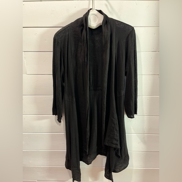 ❣️🖤 CUT LOOSE – Black Linen-Blend Cardigan Size L - Picture 2 of 12